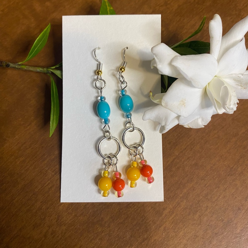 Elegant Blue Crystal Drop Earrings with Silver Accents